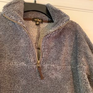 Cal Style pull over Soft shirt sweater w zip gray